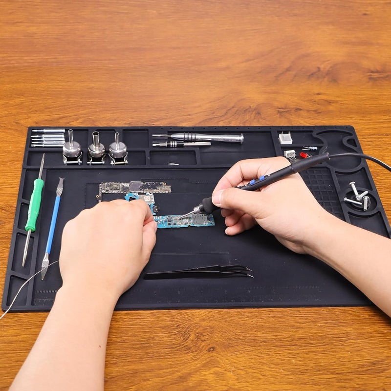 WeP M170 Silicone Soldering Mat 17.3x12.2 inches Heat-resistant with 8 Function Zones, Magnetic Mat/Soldering Mat for, electronics repair, DIY Projects - Image 5